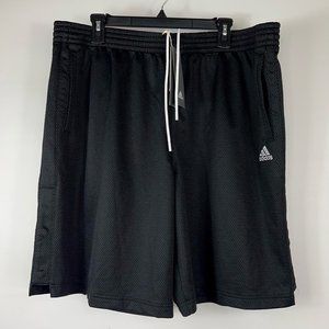 Adidas Mens Side Snap Shorts Black White Drawstring Mesh Pockets 2XL New